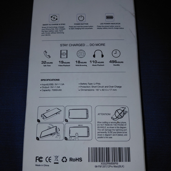 High-Capacity Battery Case for iPhone 12 Pro Max - Black - Picture 2 of 6